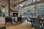 Stunning wood burning outdoor fireplace